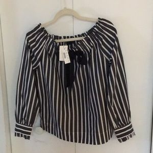 J Crew black and white blouse